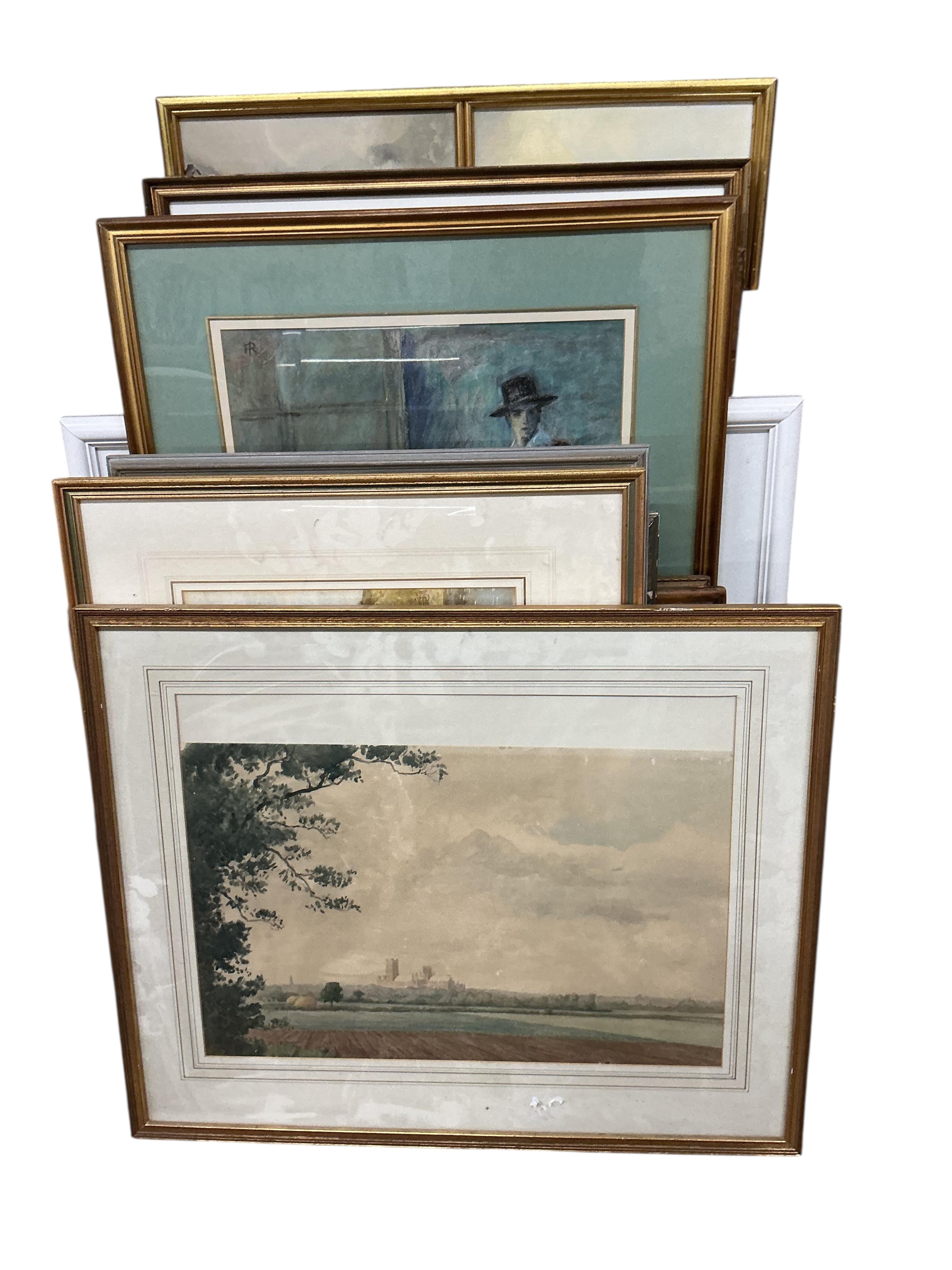 A large quantity of assorted watercolours, prints and oils